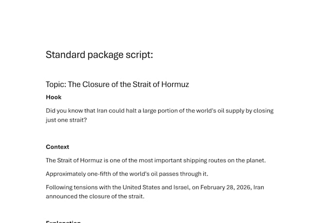 your engaging geopolitical script for short videos